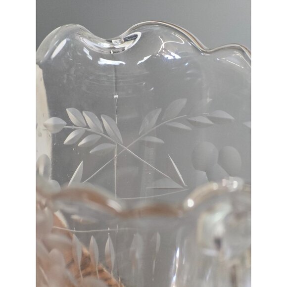 Vintage Etched Glass Sterling Silver Sugar Creamer Set - Picture 10 of 12